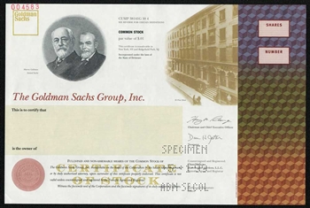 The Goldman Sachs Group, Inc. Specimen Stock Certificate