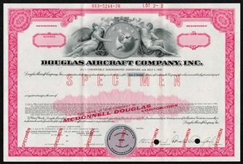 Douglas Aircraft Company Specimen Stock Certificate - 1970