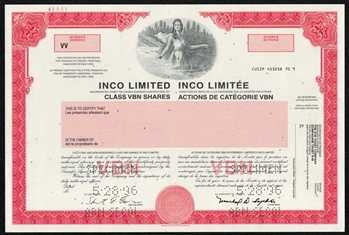 INCO Limited Specimen Stock Certificate