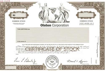 Olsten Corp Specimen Stock Certificate