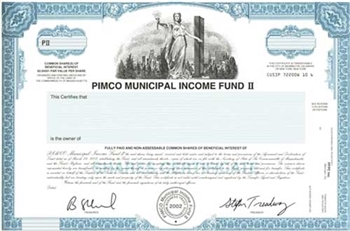 Pimco Municipal Income Fund II Specimen Stock Certificate