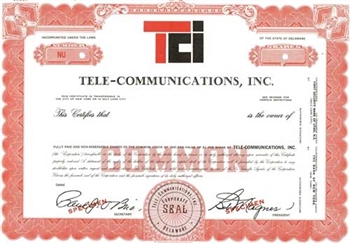 Tele-Communications, Inc. (TCI) Specimen Stock Certificate - Red