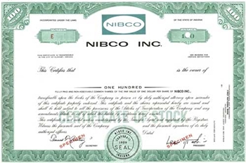 NIBCO Inc. Specimen Stock Certificate - Green