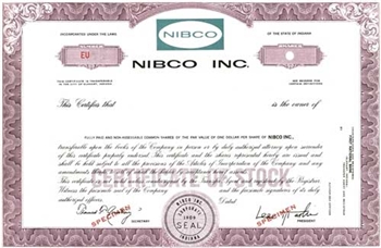 NIBCO Inc. Specimen Stock Certificate -Purple