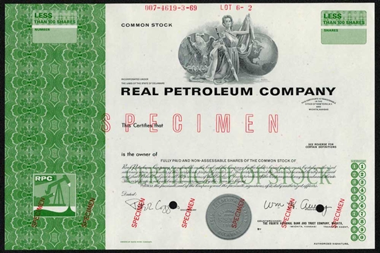Real Petroleum Company Specimen Stock Certificate