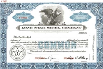 Lone Star Steel Company Specimen Stock Certificate