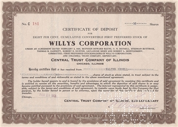 Willys Corporation Stock Certificate