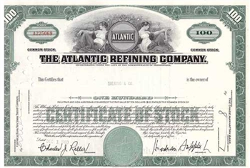 The Atlantic Refining Company Stock Certificate - Green