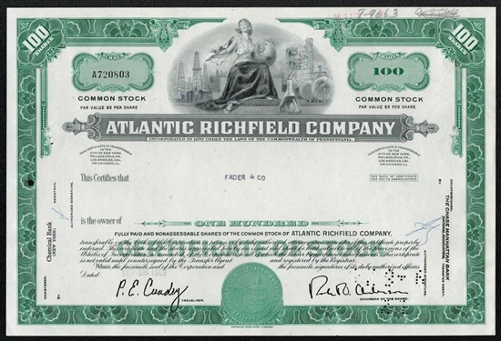 Atlantic Richfield Company Stock Certificate