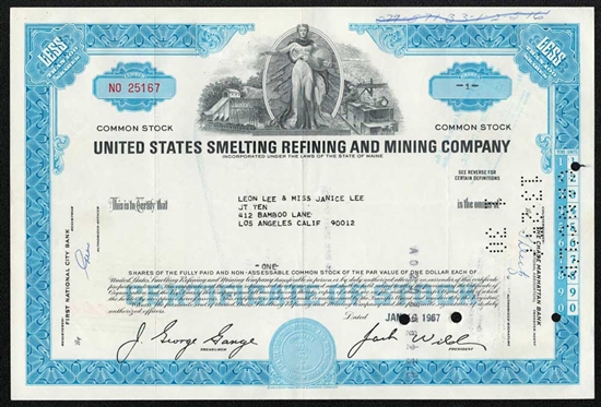 U.S. Smelting Refining and Mining Company Stock