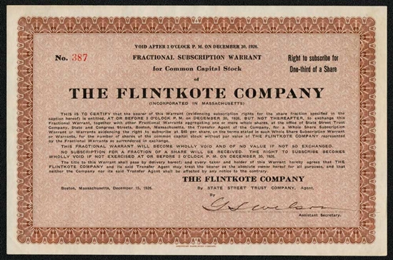 The Flintkote Company Fractional Warrant