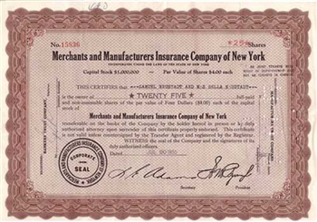 Merchants & Manufacturers Insurance Co of New York