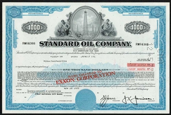 The Standard Oil Company Bond Certificate - Stamped Exxon