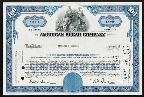 American Sugar Company Stock Certificate