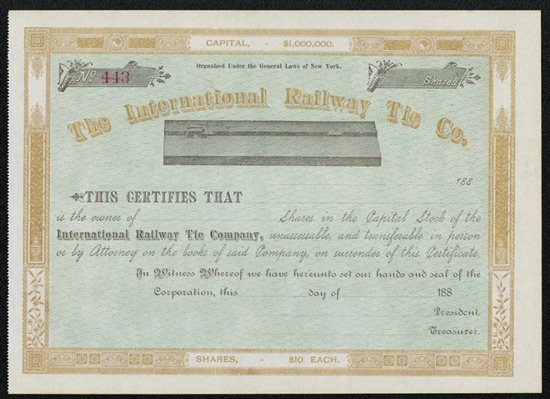 The International Railway Tie Co. Stock Certificate