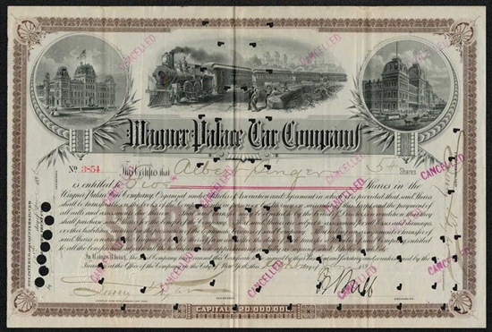 Wagner Palace Car Company Stock Certificate