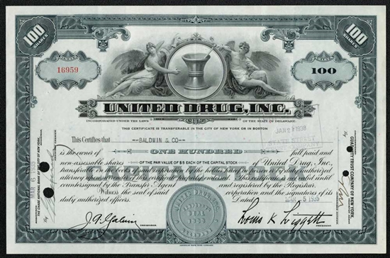 United Drug Inc. Stock Certificate