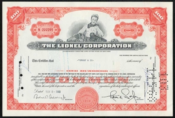 The Lionel Corporation Stock Certificate