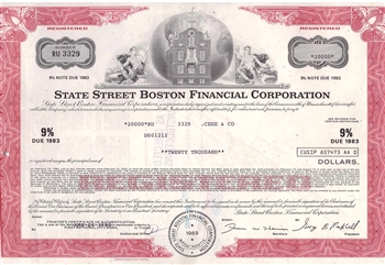 State Street Boston Financial Corp. Stock Certificate