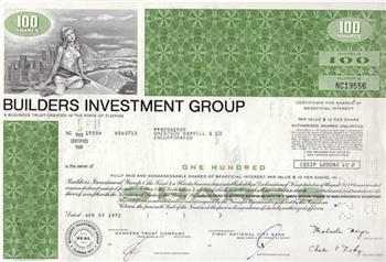 Builders Investment Group Stock Certificate