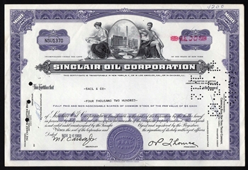 Sinclair Oil Corporation Stock Certificate