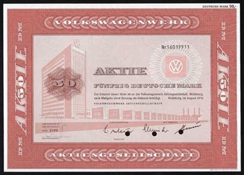 Volkswagenwerk (Volkswagen VW) Bond Certificate