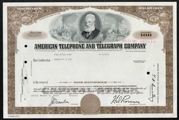 American Telephone and Telegraph AT&T Stock Certificate