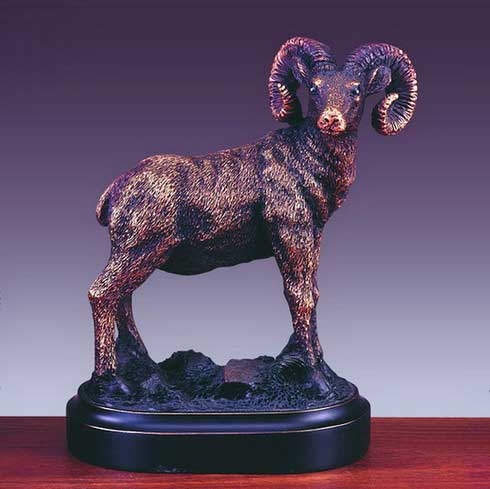 Bronze Finished Ram Statue - Bighorn Sheep Figurine