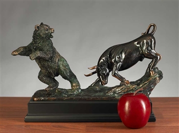 Classic Fighting Stock Market Bull & Bear Statue