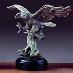 9" Hunting Pewter Finish Eagle Statue Figurine