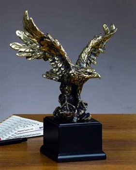 19" Antique Gold Finish Eagle Statue - Sculpture