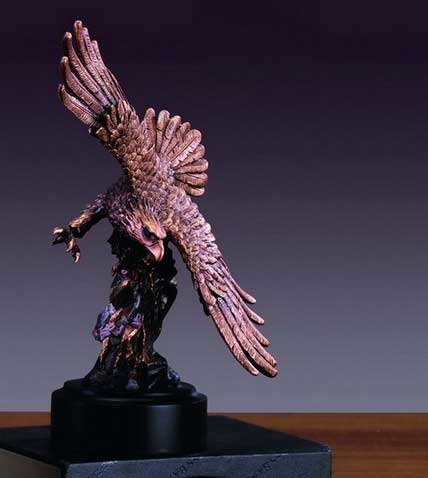 9" Flying Bronze Finish American Eagle Statue - Figurine