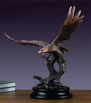 24" Bronze Finished Flying Bald Eagle Statue - Sculpture