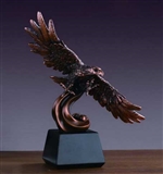 12" Bronze Finish Bald Eagle on Water Statue - Figurine
