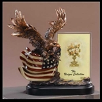 10" American Flag Eagle Statue Picture Frame - Figurine