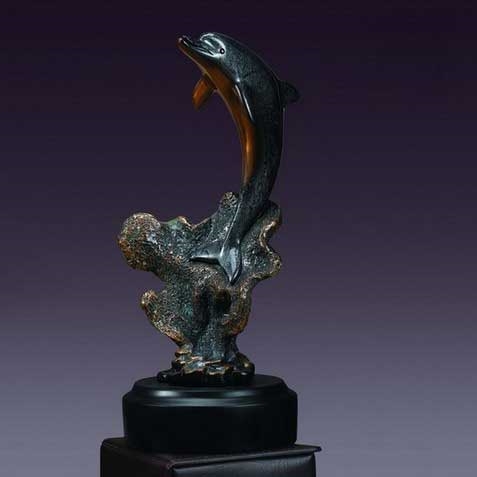 10.5" Dolphin Statue - Bronze Finish Dolphin Sculpture