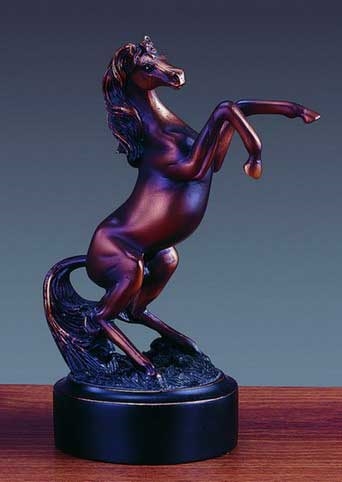 7" Rearing Horse Statue - Bronzed Sculpture