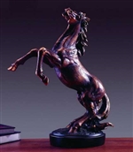 21" Large Rearing Horse Statue - Bronzed Horse Sculpture