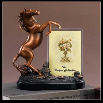 Horse Statue Picture Frame - Bronze Finish
