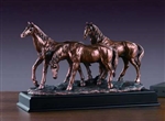 14.5" Grazing Horses Statue - Bronzed Sculpture