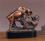 Stock Market Duel Bull and Bear Statue - Bronzed Sculpture