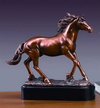 14" Stallion Horse Statue - Bronzed Sculpture