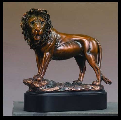 8.5" Lion Statue - Bronzed Sculpture
