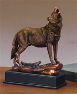 10.5" Howling Wolf Statue - Bronzed Sculpture