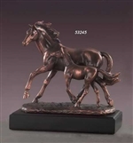 9" Bronze Finished Mare with Foal Statue - Figurine