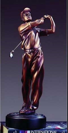 15" Golf Trophy - Bronzed Statue