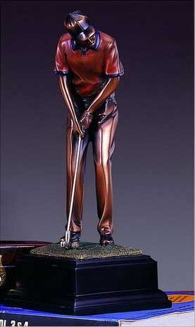 11" Putting Golfer Trophy - Bronzed Statue
