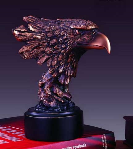 7" Bronzed Finish Eagle Head Statue - Figurine