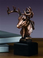 Whitetail Deer Bust Statue - Bronze Finish