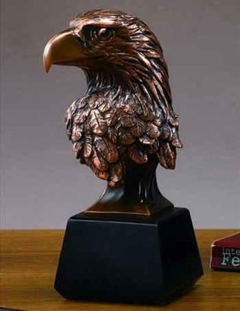 10" Bald Eagle Head Bronze Finished Statue - Figurine